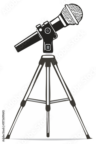Illustration of a Microphone on a Tripod Stand