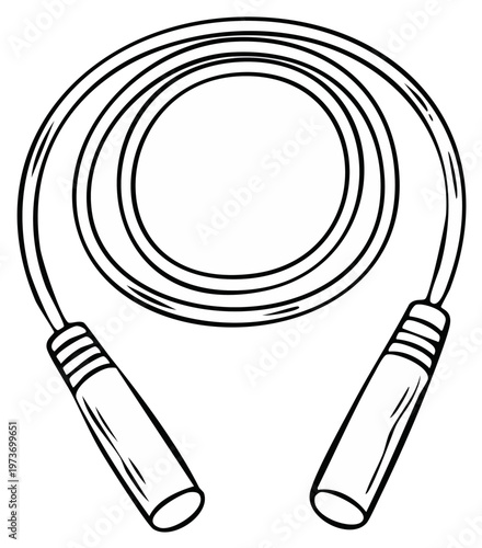 Black and white line drawing of a jump rope for fitness