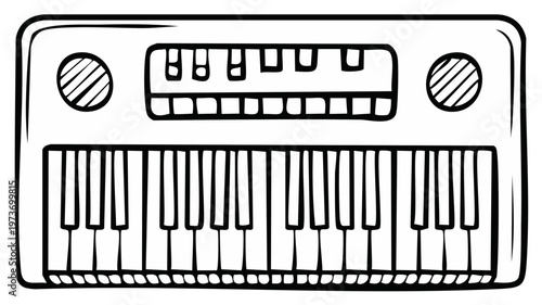 Cartoon drawing of a musical keyboard instrument