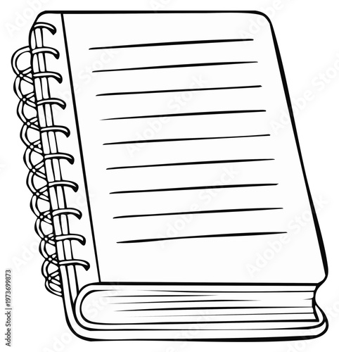 Simple spiral bound notebook with lined paper for writing or drawing