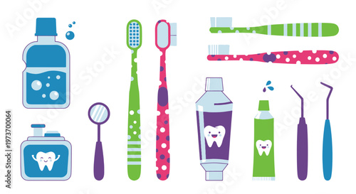 Dental Hygiene Products and Tools for Oral Care Health and Cleanliness