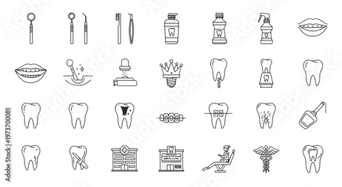 Dental Icons and Symbols Collection for Clinic and Health Care