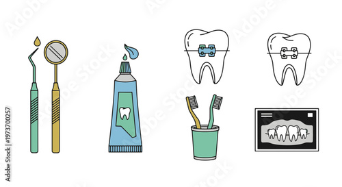 Dental Care Tools Toothpaste Brushes Teeth with Braces Dental X Ray