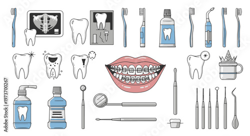 Dental Healthcare and Treatment Icons and Elements Collection