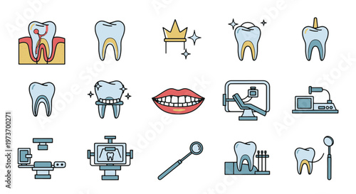 Dental Healthcare Medical Icons Set Medical Dental Clinic Equipment and Icons