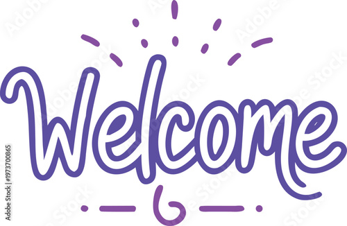 Festive 'welcome' typography with vibrant colors and white background a welcoming graphic design element