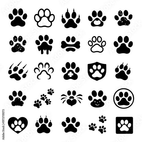 Unique Paw Print Icons Collection – Animal, Pet, Dog, Cat, Wildlife, Vector Designs