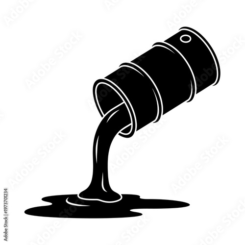 oil barrel spilling crude oil onto the ground illustrating pollution and environmental damage perfect for energy crisis concepts
