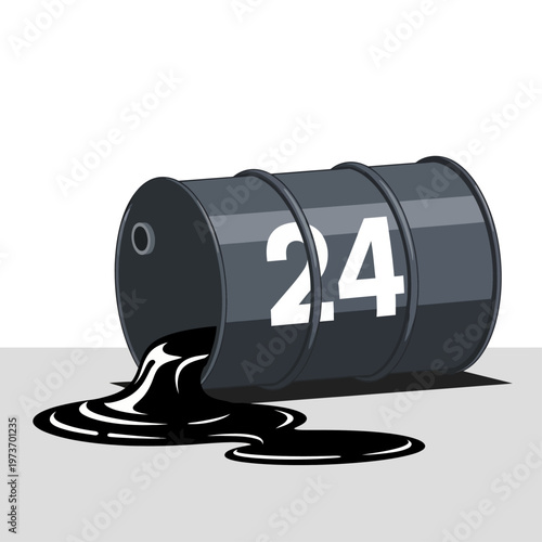 oil barrel spilling black crude oil from a dark drum an isolated industrial hazard depicting environmental pollution.