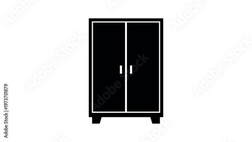 Black two-door wardrobe on white closet