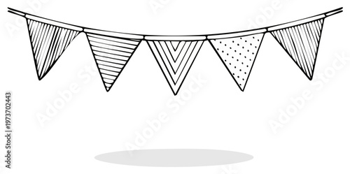 Hand-drawn bunting banner illustration, pennant flag design element