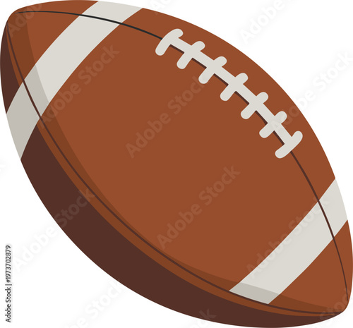 American football ball illustration showing classic leather texture and laces representing sports equipment for rugby and football games