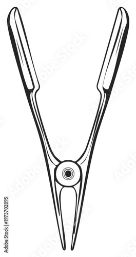 Isolated clothes peg illustration Black lines drawing of a clothespin object