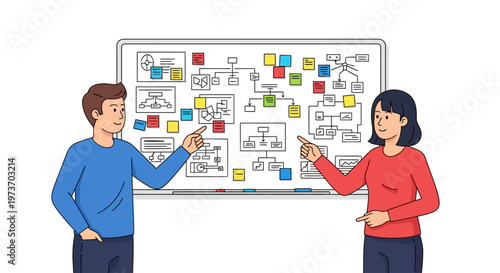 Colleagues Brainstorming Project Ideas on Whiteboard