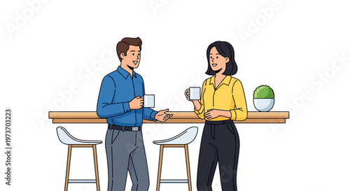 Colleagues Drinking Coffee in Modern Office
