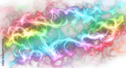 Abstract Rainbow Swirls of Light and Smoke, Energetic Flowing Colors