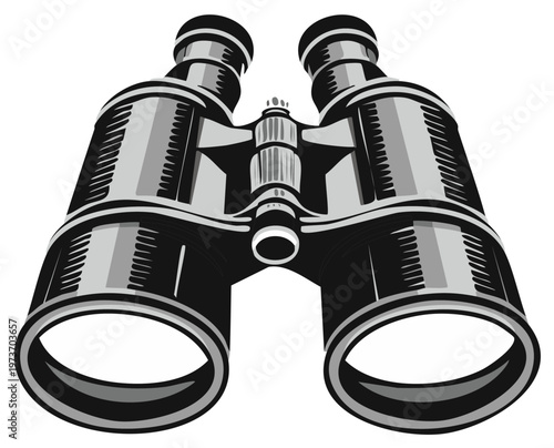 Vector illustration of binoculars with vintage design for vision, scouting, exploration, and navigation purposes