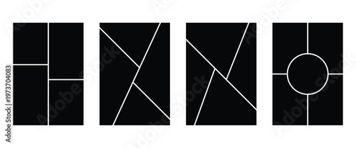 Set of comic 4 frame photo collage layout