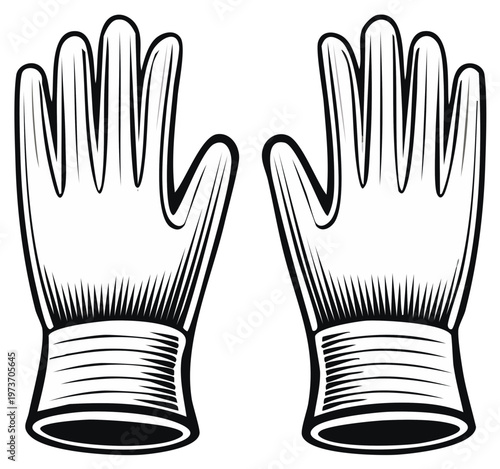Pair of black and white gloves illustration