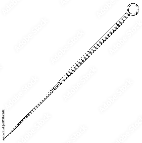Vintage Tattoo Needle Sketch: Detailed Illustration of Classic Tattooing Tool with Loop Handle