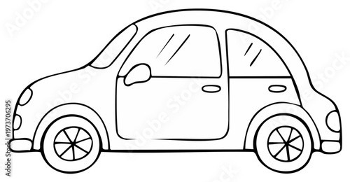 Stylized Vehicle Illustration: Car Outlined for Coloring, Fun Design, Transportation Concept