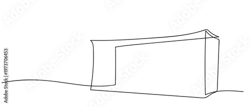 Continuous one line drawing of a football goal from a rear view angle. One line drawing. Editable stroke.