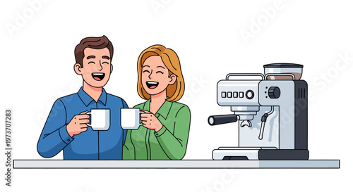 Happy Colleagues Laughing During Office Coffee Break