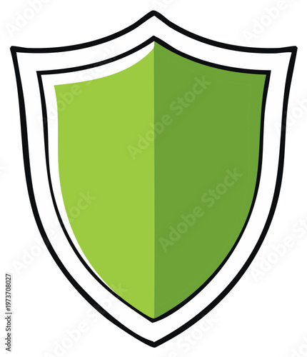 Free Download Simple green shield emblem with black outline and subtle shadow - GFXLoad