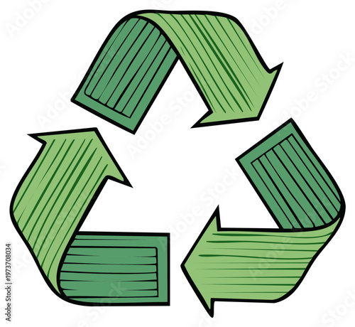 Recycle symbol in green, environmentally conscious icon concept