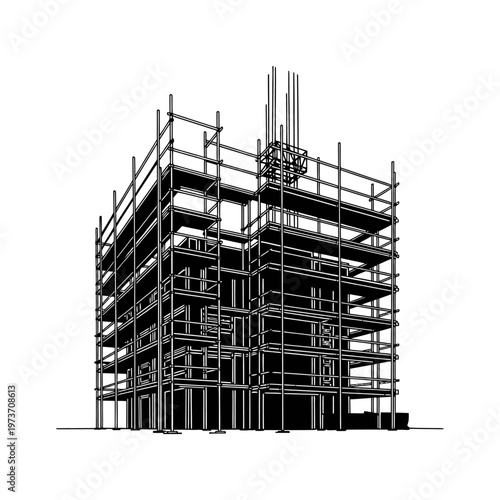 construction building scaffolding architecture development an unfinished structure rising on an urban site representing engineering progress