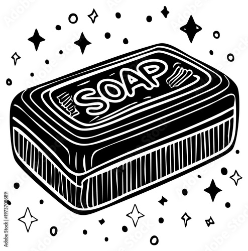 Illustrated Bar of Soap with Glittering Stars