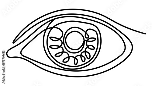 Continuous one line drawing of human eye. Minimalist  eye line art isolated on transparent background. Editable stroke. Vector Illustration