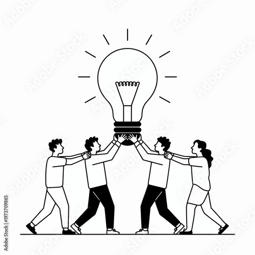 People holding up light bulb team effort teamwork collaboration group idea innovation