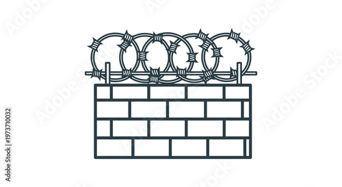 barbed wire fence on a brick wall illustrating security and restricted access a symbol of protection or boundary