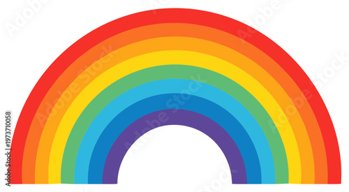 Illustration of a vibrant rainbow arc with bold colors on a white background