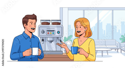 Colleagues Having Coffee Break in Modern Lounge