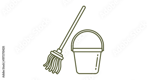 mop and bucket essential cleaning supplies for efficient household chores and daily housekeeping symbolizing cleanliness and domestic work.