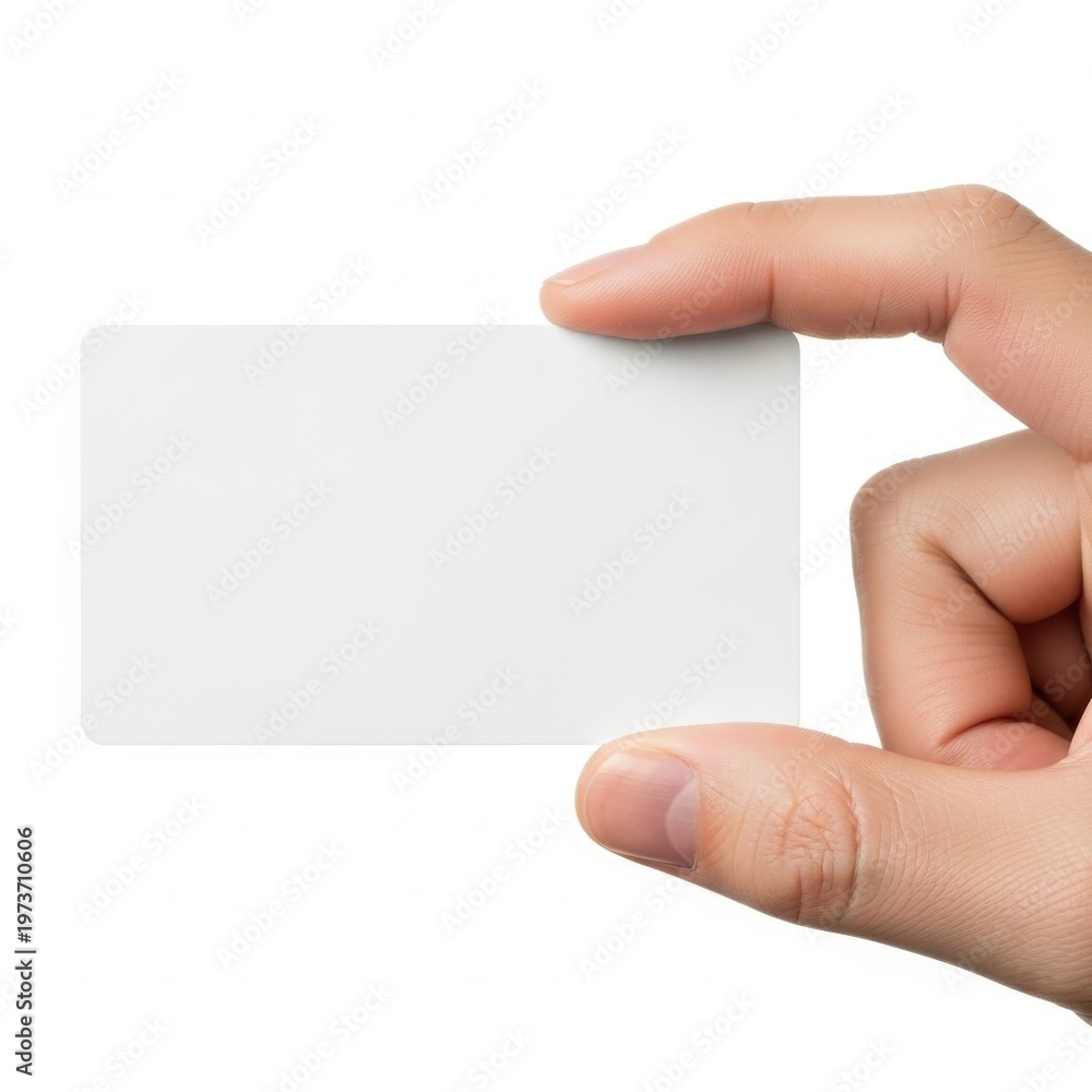 Fototapeta premium A person demonstrating how to hold a small rectangular object with thumb and index finger.