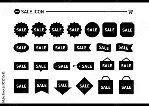 セールのモノクロのアイコンのイラストのセット