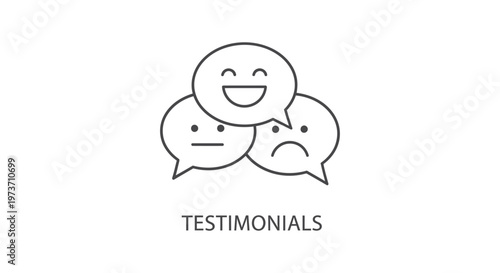 customer feedback testimonials sentiment analysis online review user experience graphic illustrating various emotions from happy to sad.
