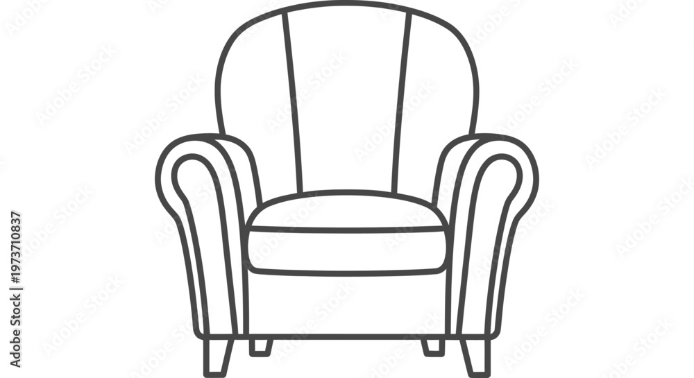 Fototapeta premium armchair furniture chair home decor comfort vector illustration perfect for simple graphic depictions of cozy interior design concepts.