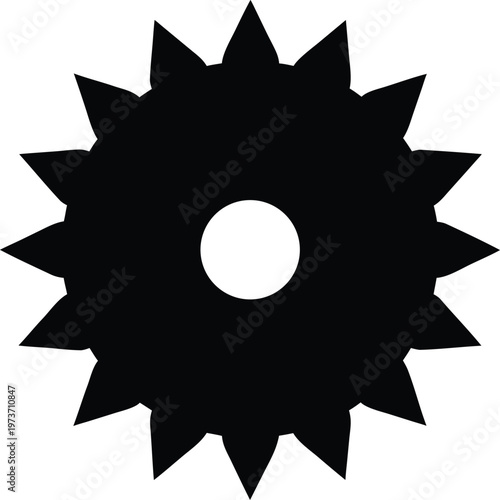 Black Circular Saw Blade Silhouette Icon Vector