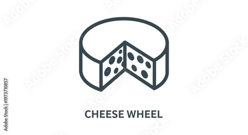 cheese wheel dairy product food icon featuring a gourmet swiss cheese design perfect for menu graphics or culinary blogs