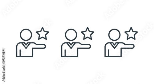 employee recognition and customer feedback concept featuring outlined star rating icons perfect for user experience or quality control design.