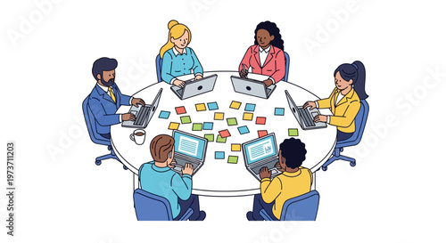 Diverse Professionals Brainstorming at Round Table