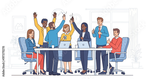 Diverse Team Celebrating Success With High Fives