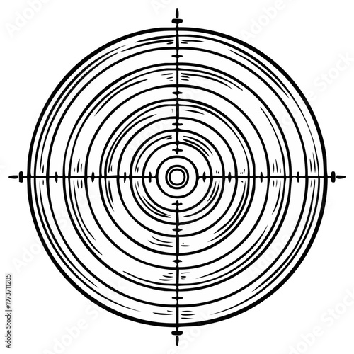 Hand Drawn Target Practice Marksmanship Aiming Concept Vector Illustration Black and White