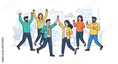 Joyful Office Team Celebrating Project Success
