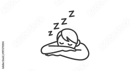 sleepy person dozing off taking a nap head down on arms with zzzz symbols indicating tiredness perfect for relaxation and burnout concepts