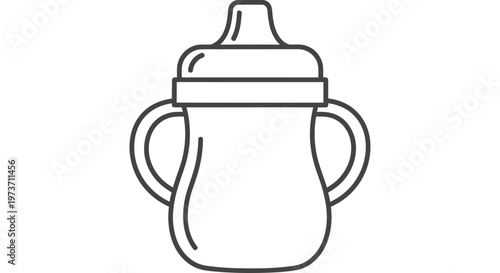 sippy cup icon for infant feeding and toddler hydration illustrating a baby bottle with handles for easy grasp